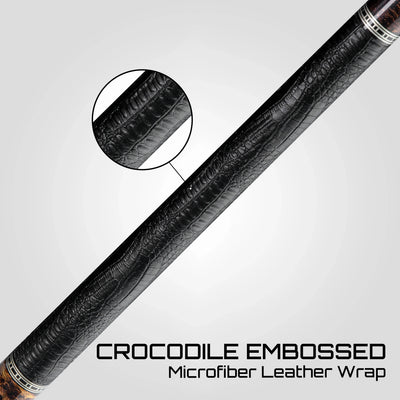 Rhino Retrô Crocodile Embossed Microfiber Leather Wrap Pool Cue, Thuya