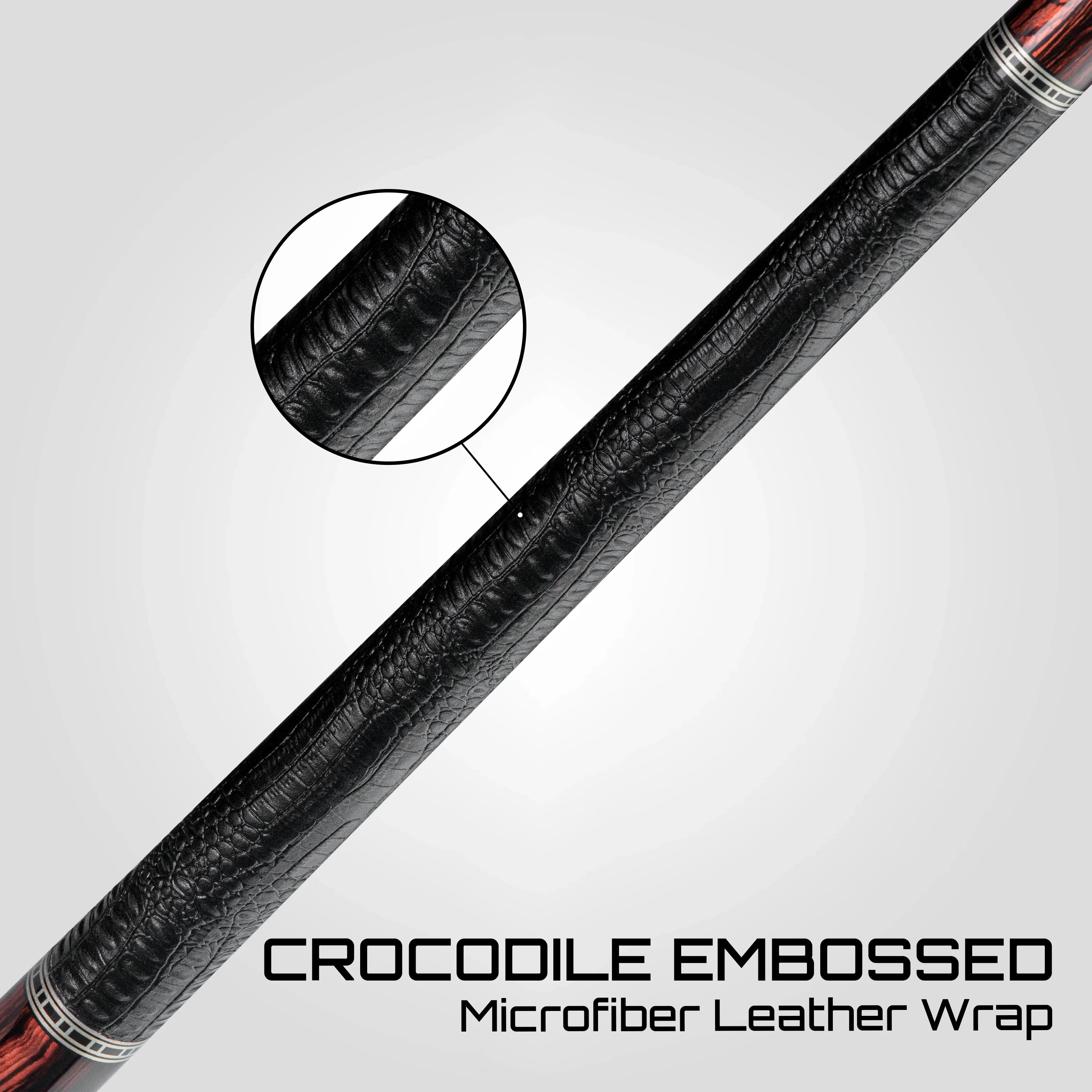 Rhino Retrô Crocodile Embossed Microfiber Leather Wrap Pool Cue, Cocobolo