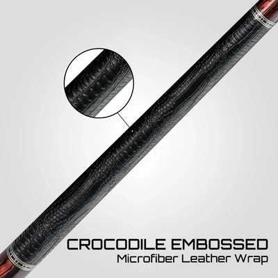 Rhino Retrô Crocodile Embossed Microfiber Leather Wrap Pool Cue, Cocobolo