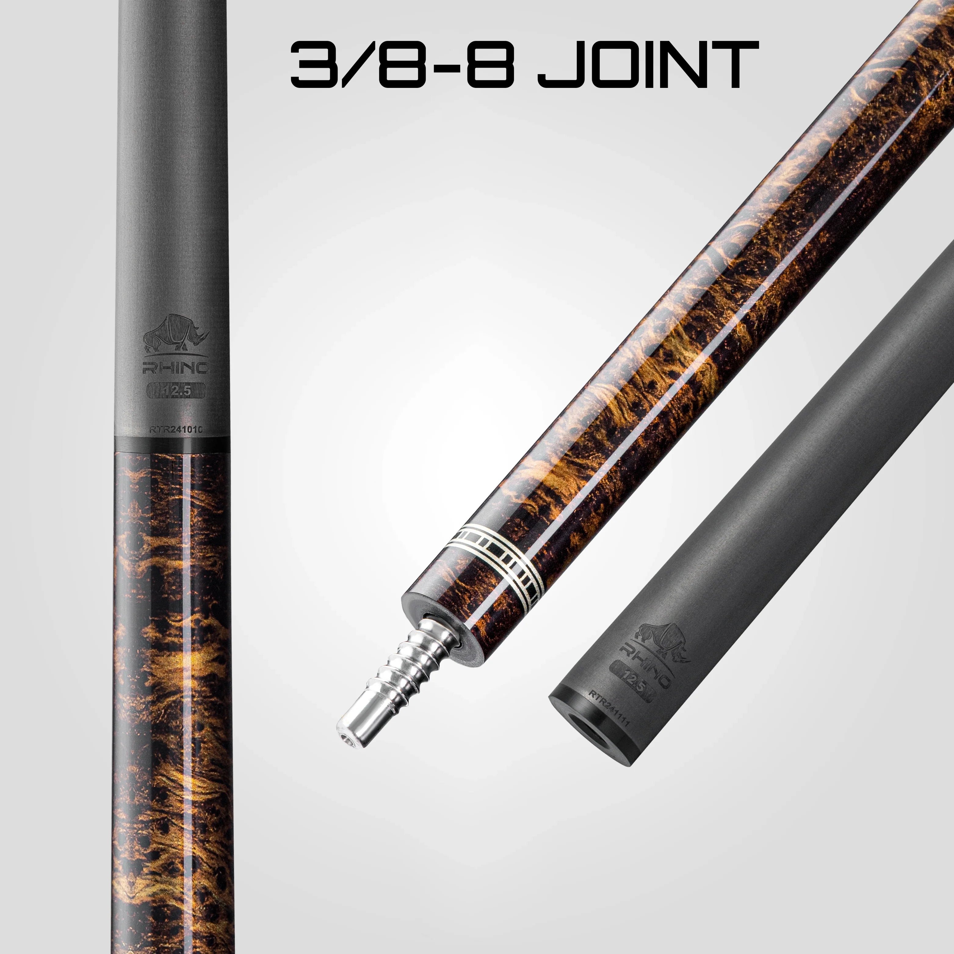 Rhino Retrô Crocodile Embossed Microfiber Leather Wrap Pool Cue, Thuya