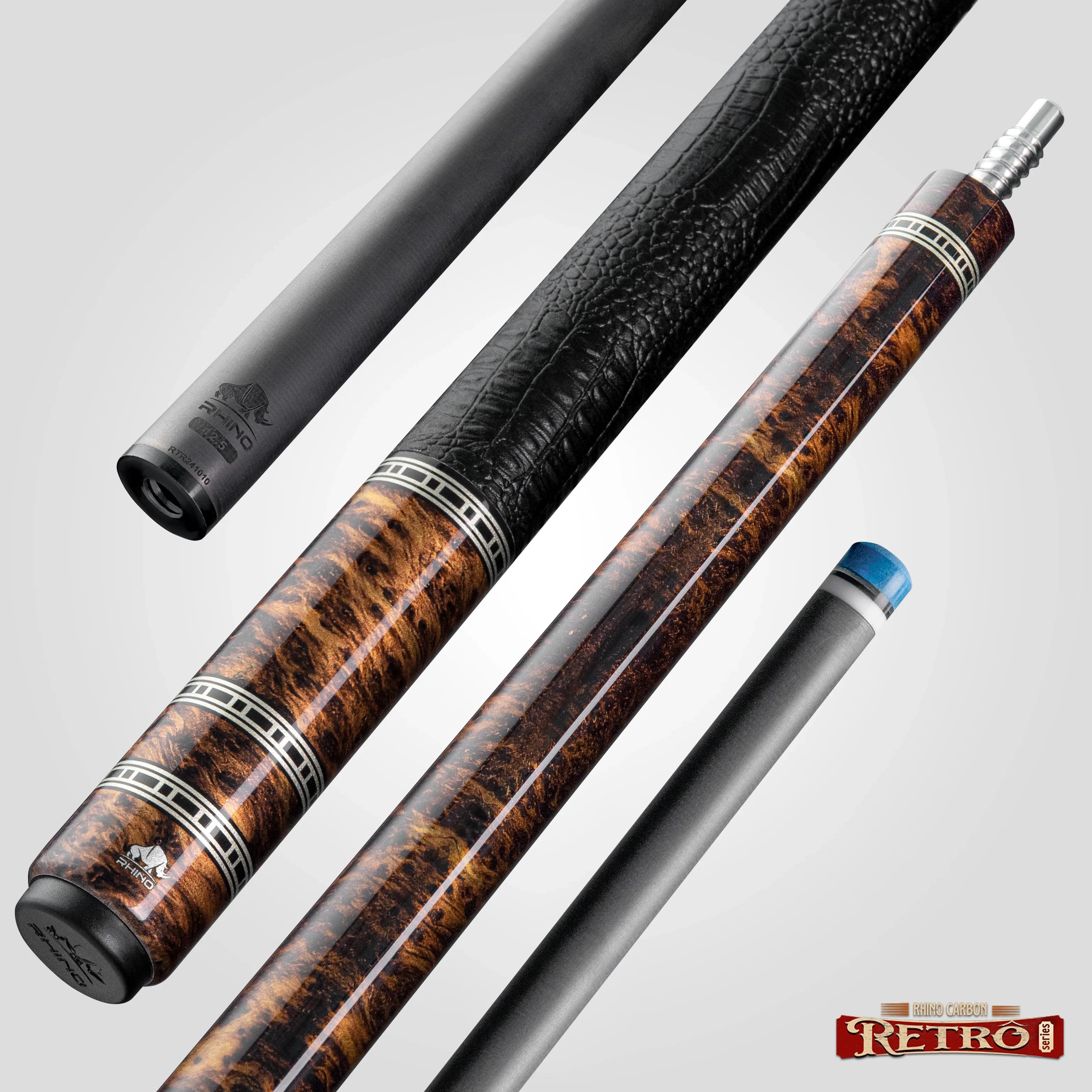 Rhino Retrô Crocodile Embossed Microfiber Leather Wrap Pool Cue, Thuya