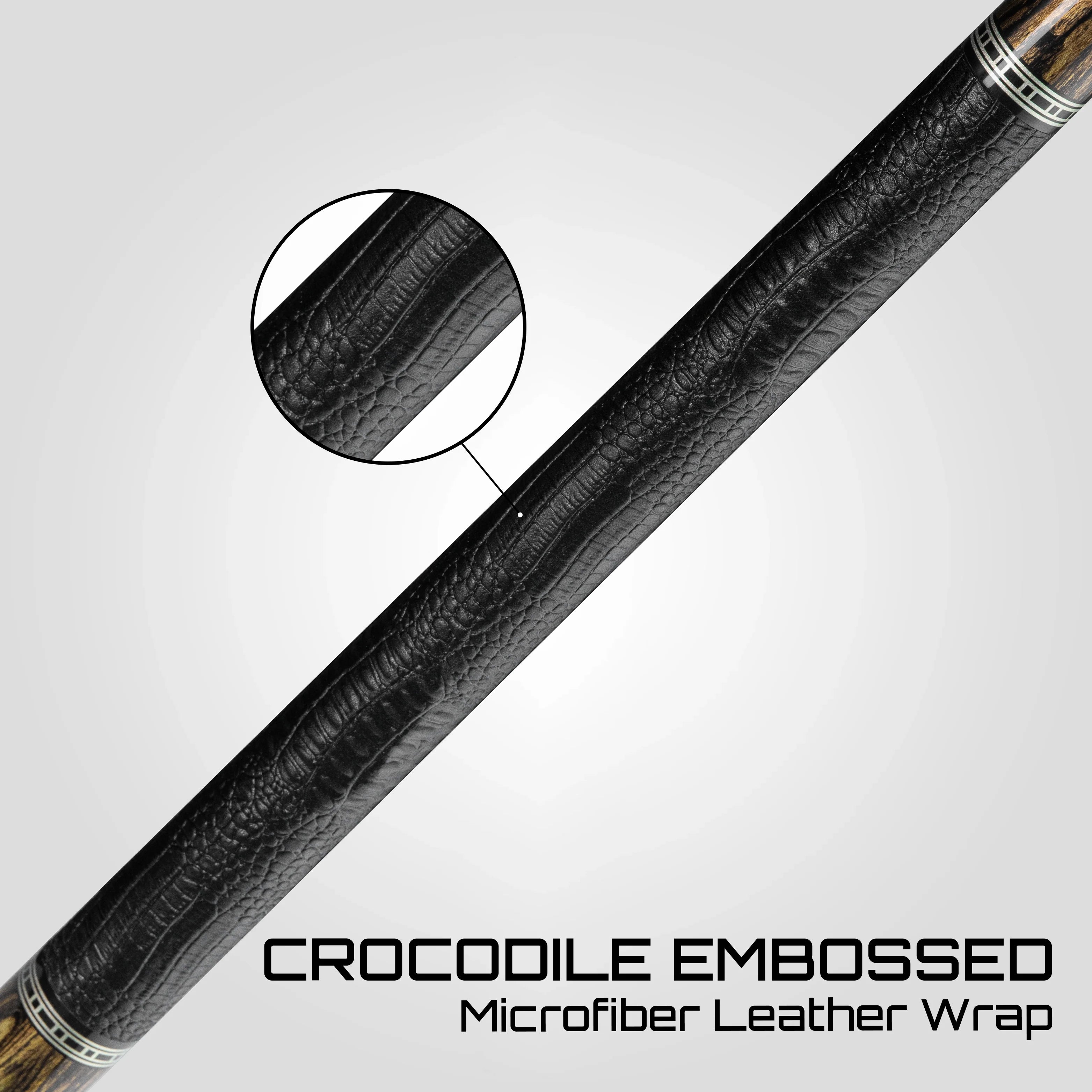 Rhino Retrô Crocodile Embossed Microfiber Leather Wrap Pool Cue, Bocote