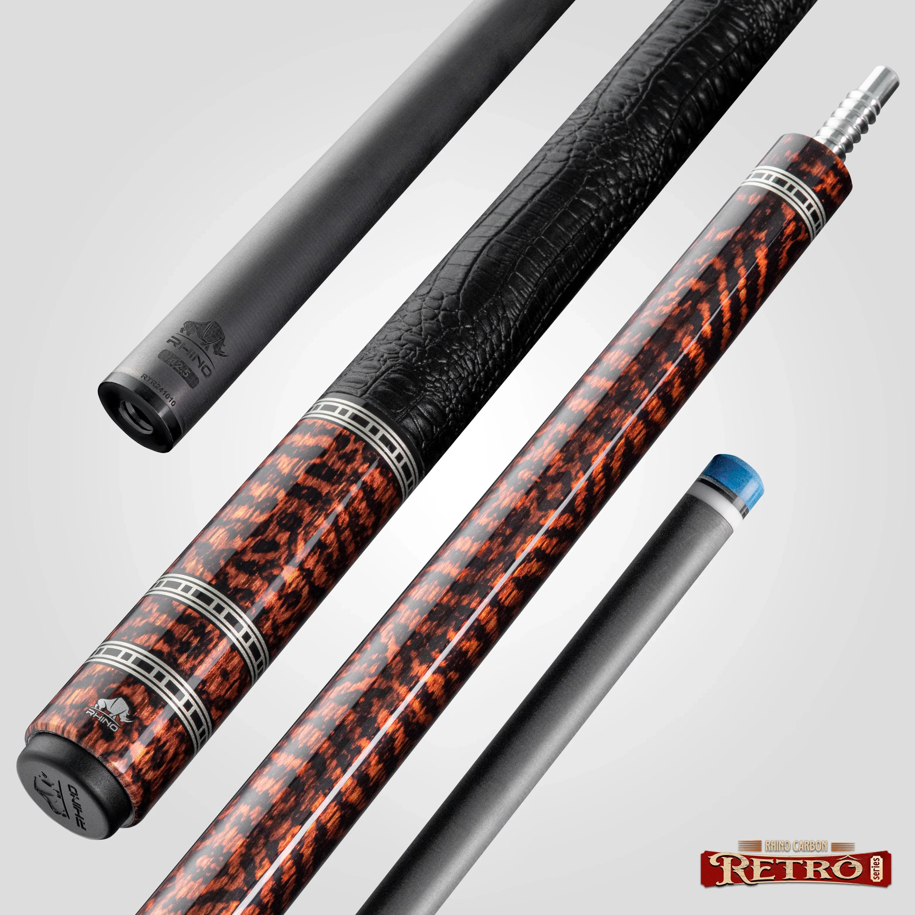 Rhino Retrô Crocodile Embossed Microfiber Leather Wrap Pool Cue, Snake