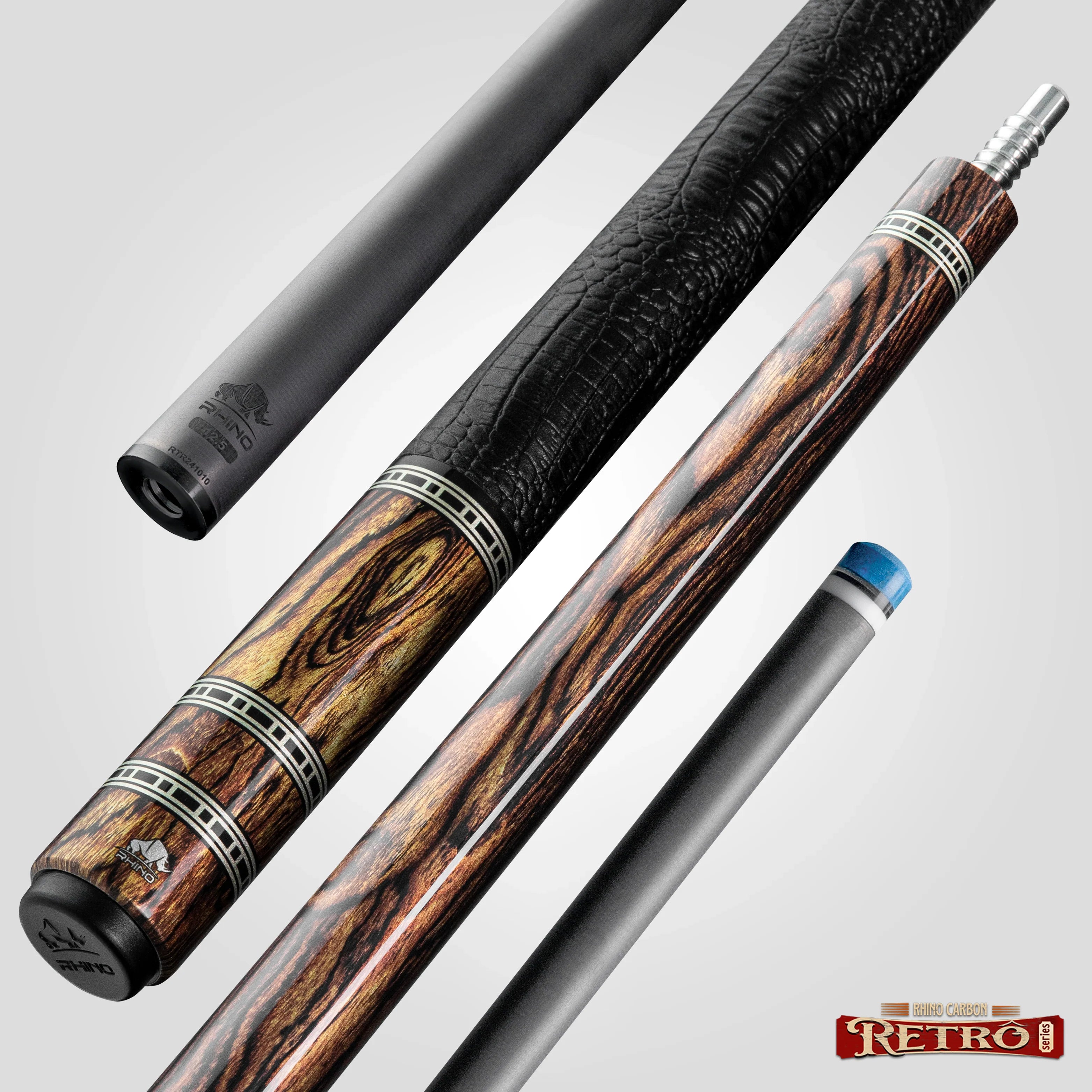 Rhino Retrô Crocodile Embossed Microfiber Leather Wrap Pool Cue, Bocote