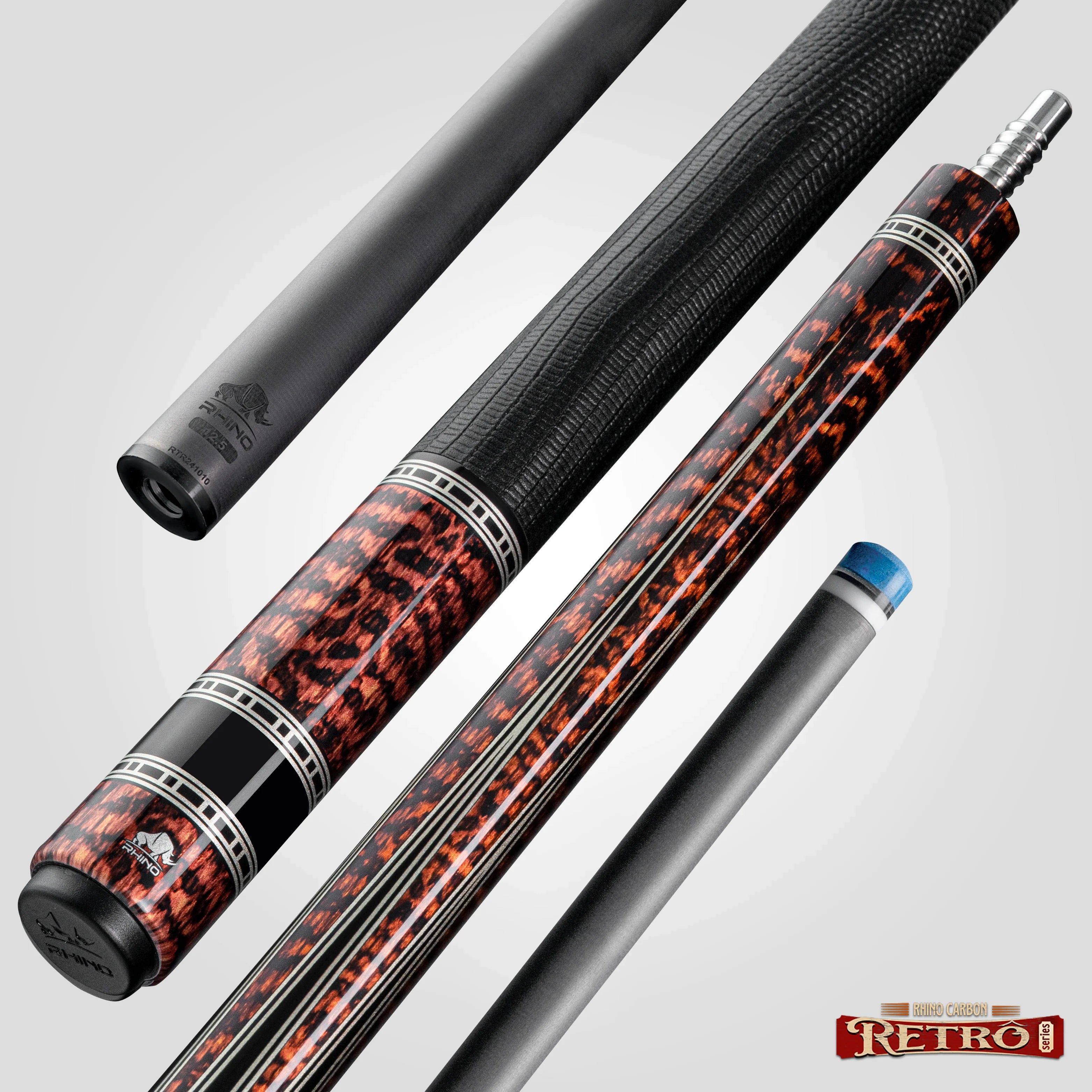 Rhino Retrô Lizard Embossed Microfiber Leather Wrap Pool Cue & Point, Snake