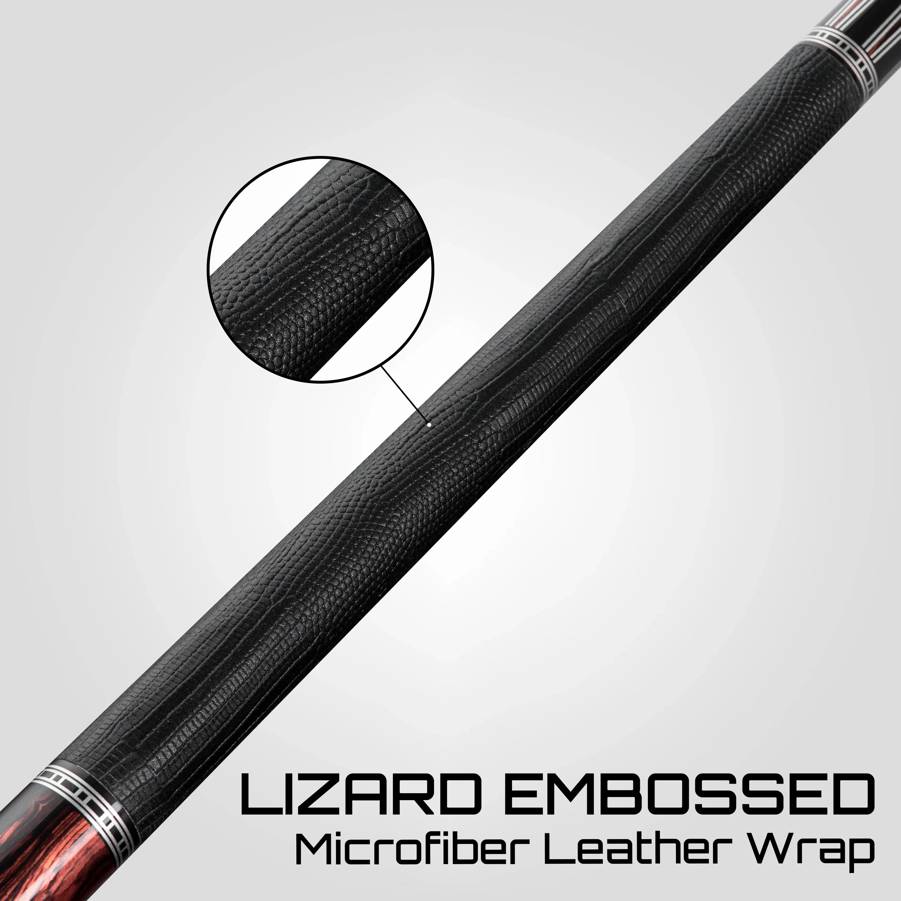Rhino Retrô Lizard Embossed Microfiber Leather Wrap Pool Cue & Point, Cocobolo