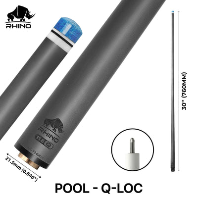 Rhino 30" Q-Loc Carbon Pool Cue Single Shaft