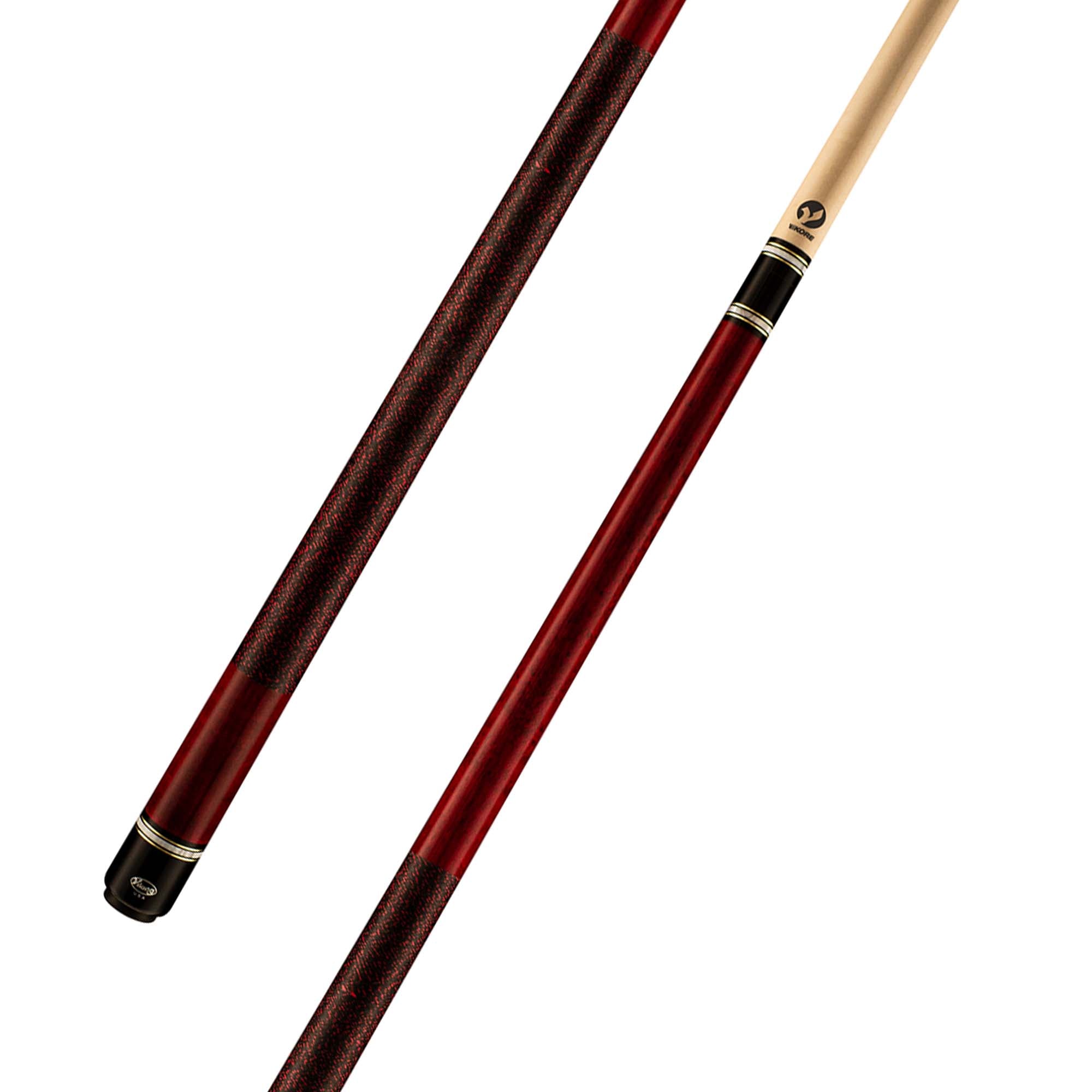 Viking Storm ST0412 Birdseye Maple Cue, Black / Red Irish Linen Wrap