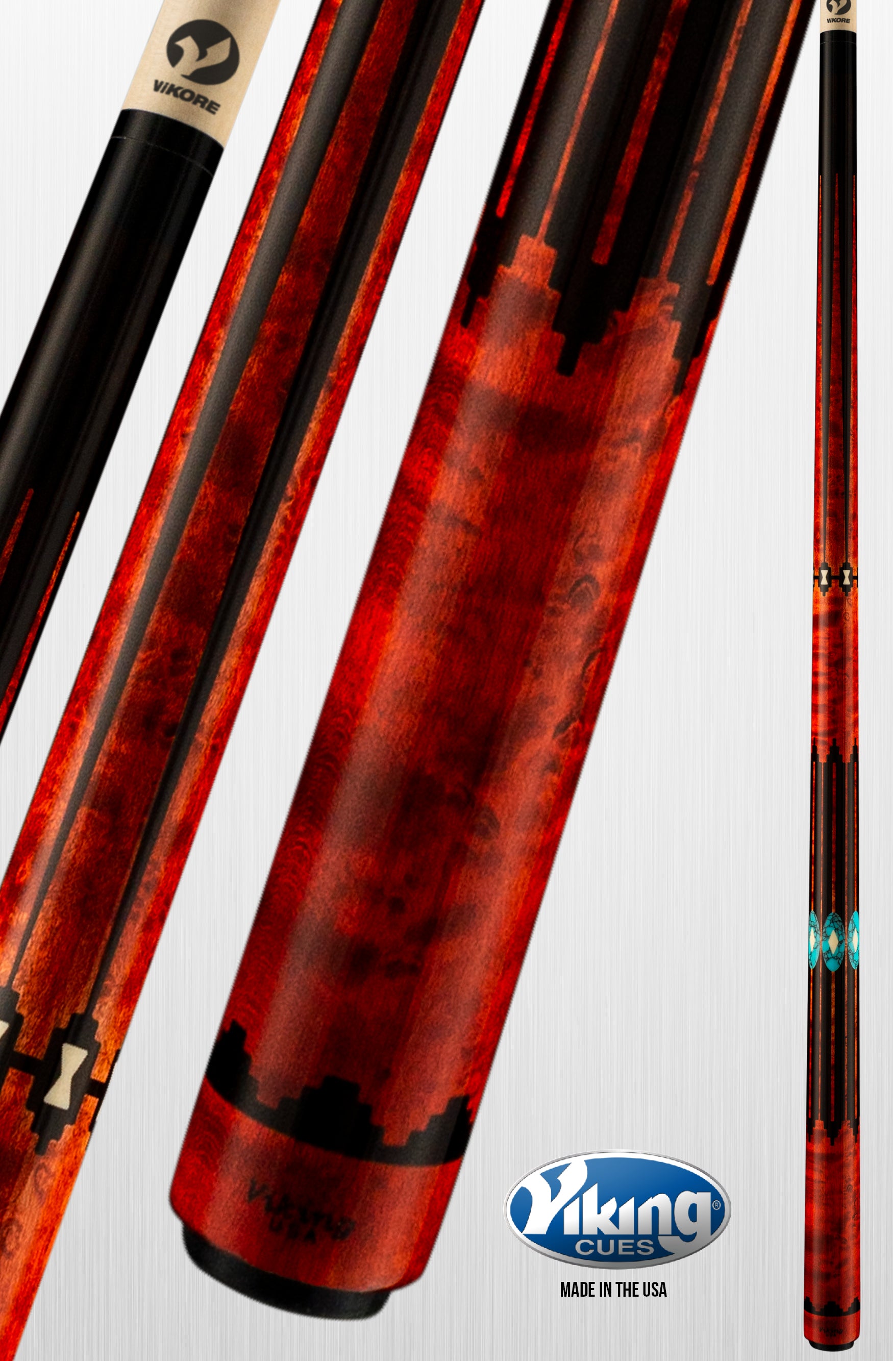 Viking Two Feathers West African Ebony and Highly-figured Birdseye Maple Cue
