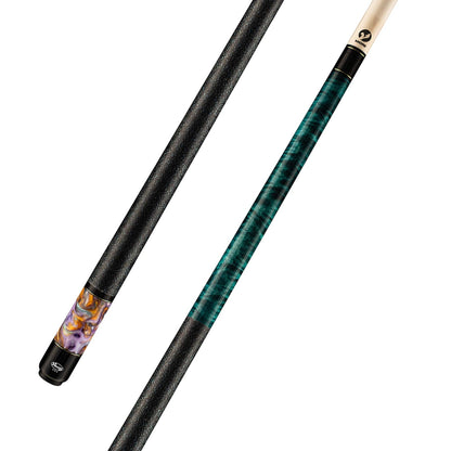 Viking BE0308 Teal Stain Cue, Premium Curly Maple Forearm