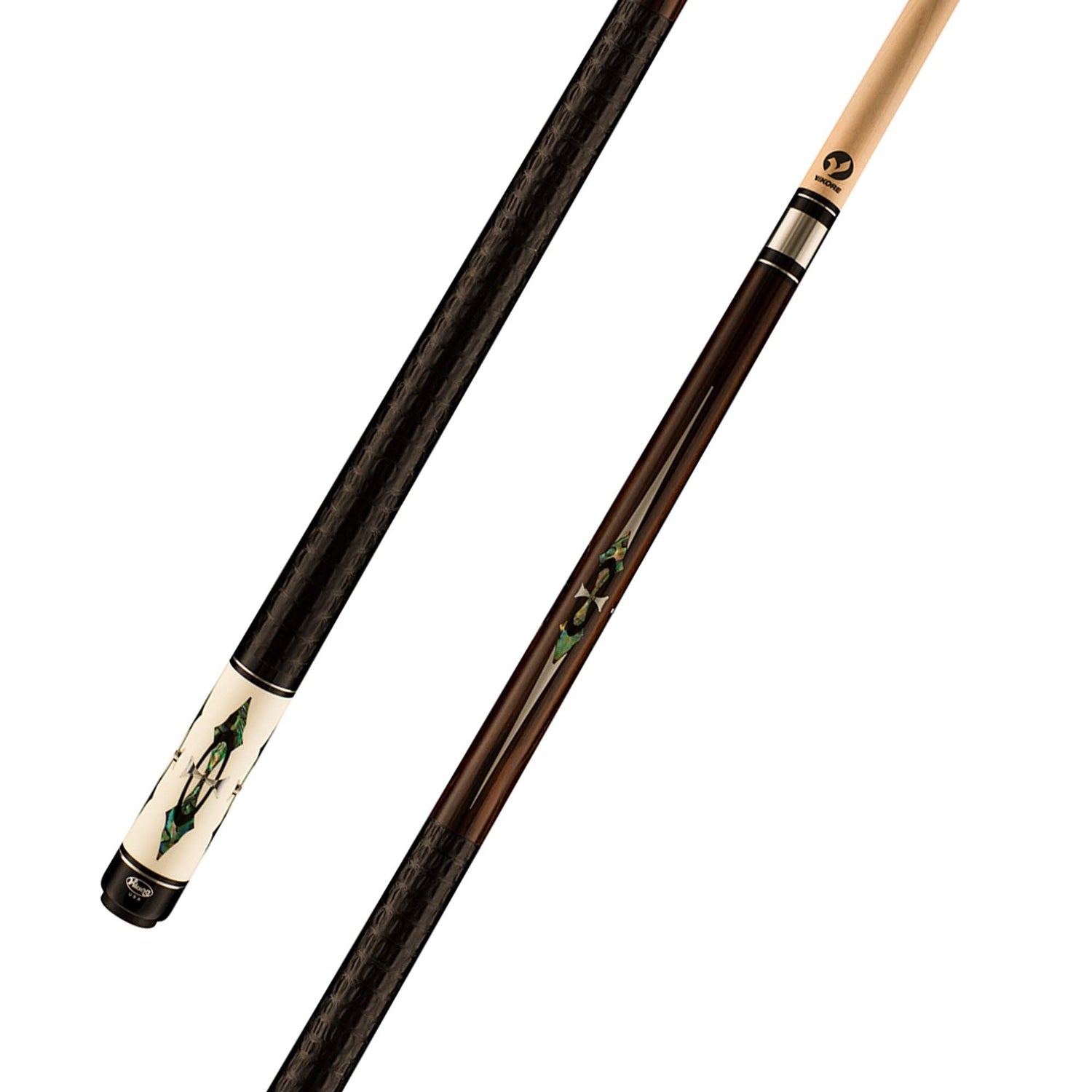 Viking Defender DF0800 East Indian Rosewood Cue, Abalone/Mirror Inlays