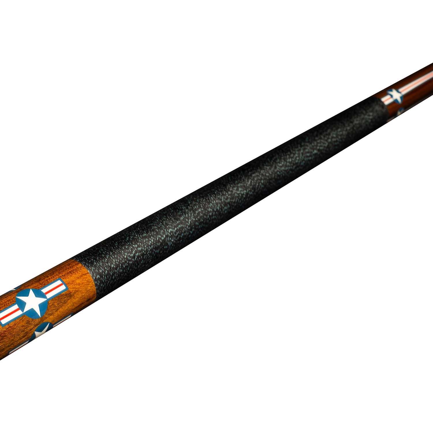 Viking Defender DF1500 124 Red, White, and Blue Inlays Cue, East Indian Rosewood Forearm and Butt Sleeve