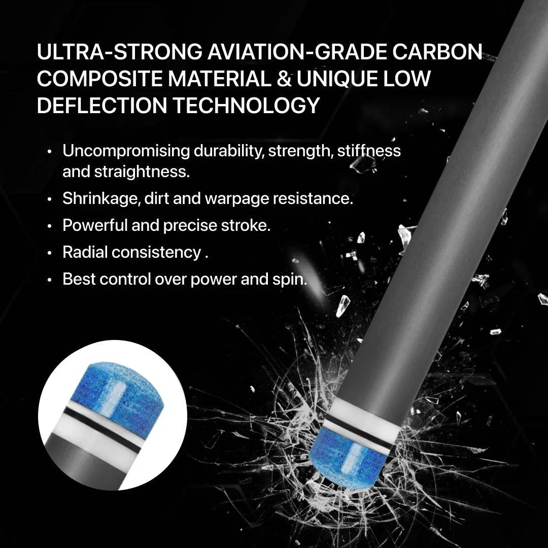 Rhino 30" 3/8-8 Carbon Pool Cue Single Shaft, 12.4 mm