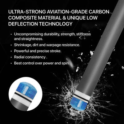 Rhino 30" 3/8-8 Carbon Pool Cue Single Shaft, 12.4 mm