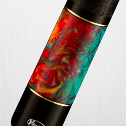 Viking Bedlam BE0108 Curly Maple Cue, Aqua Fire Sleeve