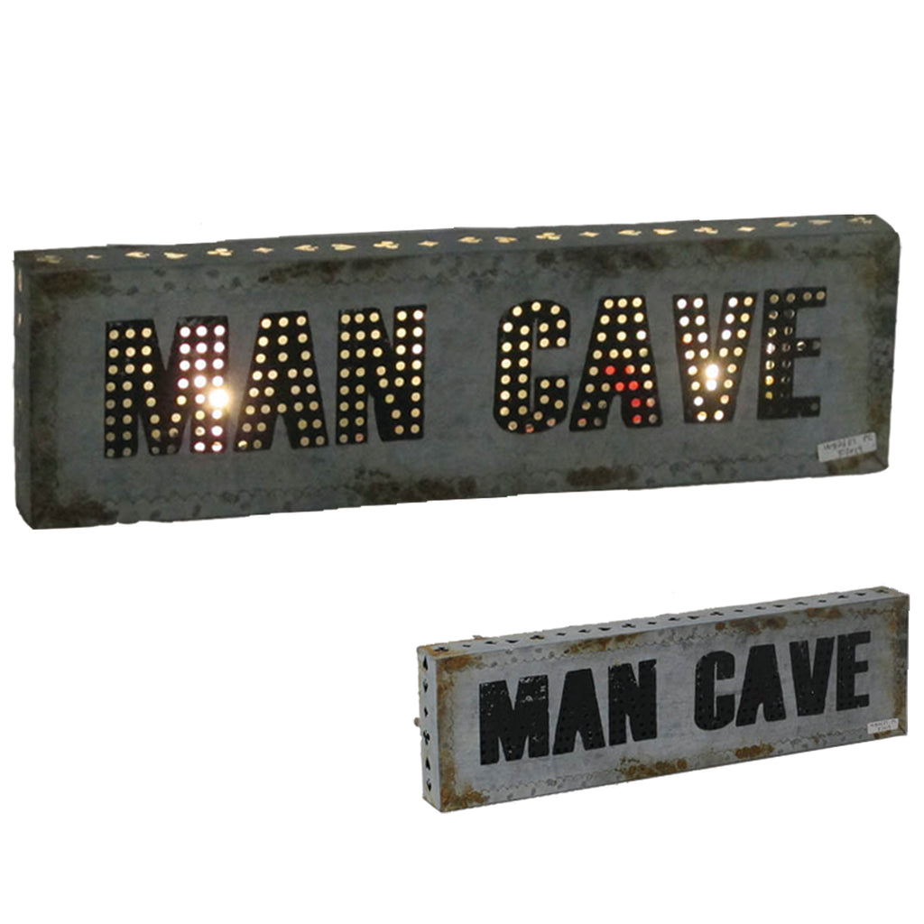METAL SIGN-21" MAN CAVE W/ LIGHTS