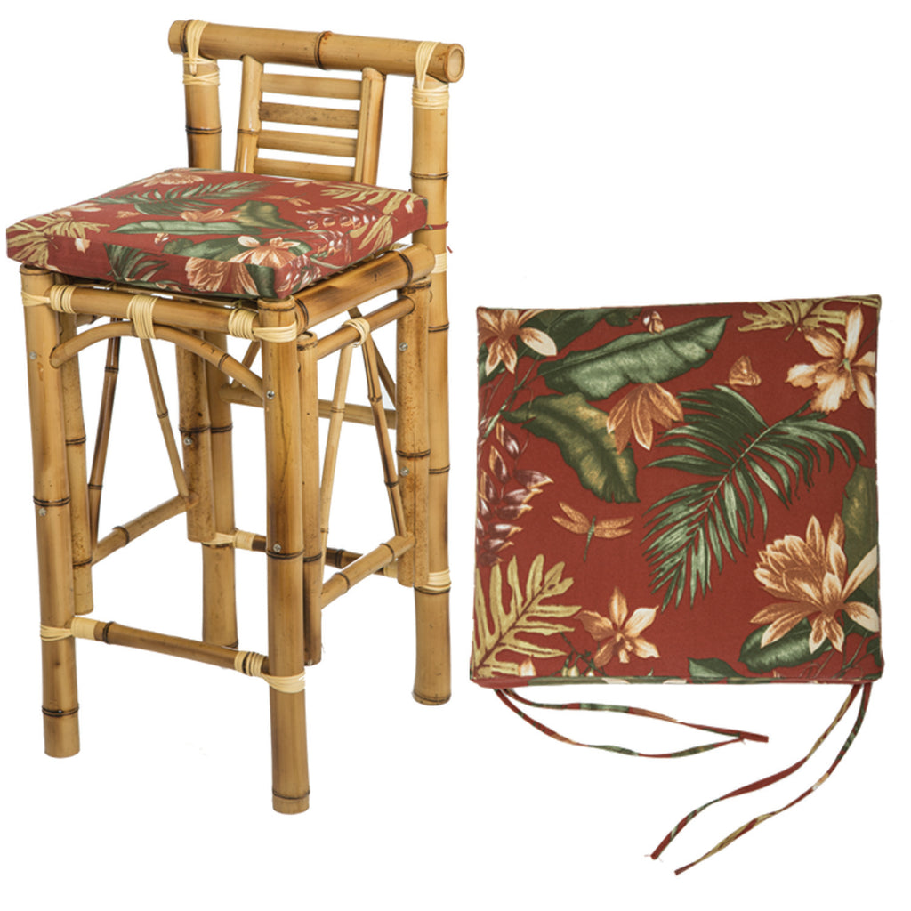 SET OF TWO TIKI BARSTOOL CUSHIONS - BURGUNDY